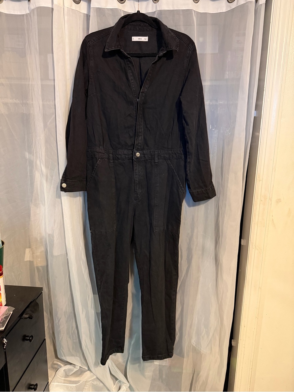 Mango Denim Black Utility Jumpsuit